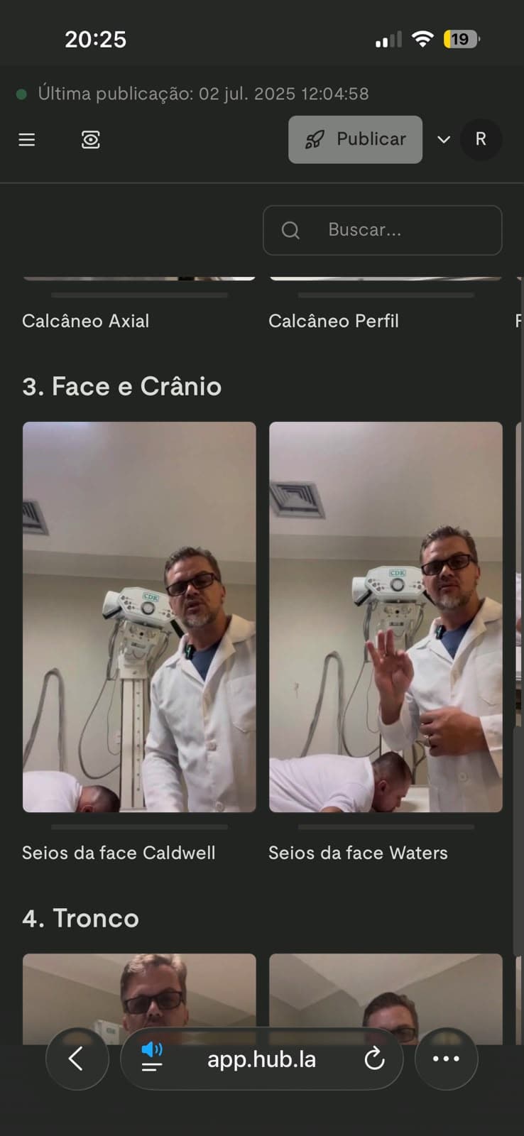 Print real da área de posicionamentos em vídeo do Raio-X Fácil
